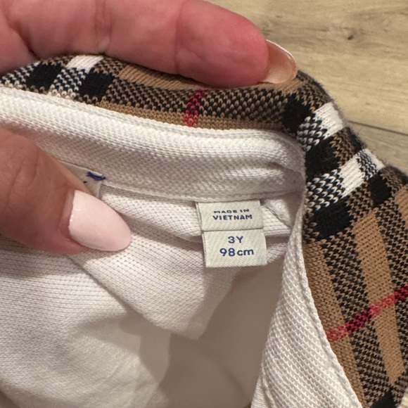 Burberry Kids Polo with Check Collar 3y - Picture 3 of 4